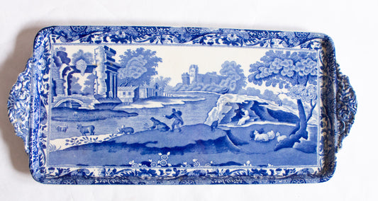 Spode 'Italian' Pattern Blue and White Transferware Large Sandwich Tray