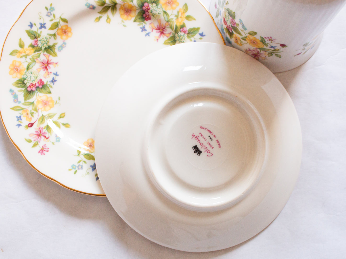 Colclough Bone China Floral Pattern Teacup Trio