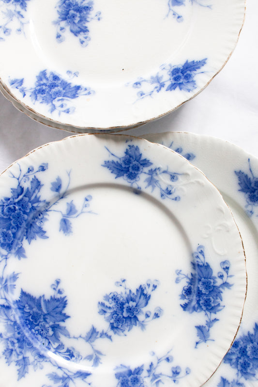 Middleport Pottery 'May' Pattern Flow Blue and White Transferware 8" Plates (6)