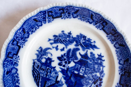 Bristol Alkalon China 'Mandarin Pattern' 10.25" Flow Blue Side Plates (4)