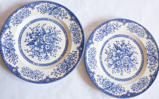 English Ironstone Tableware 8.75" Blue Transferware Plates (2)