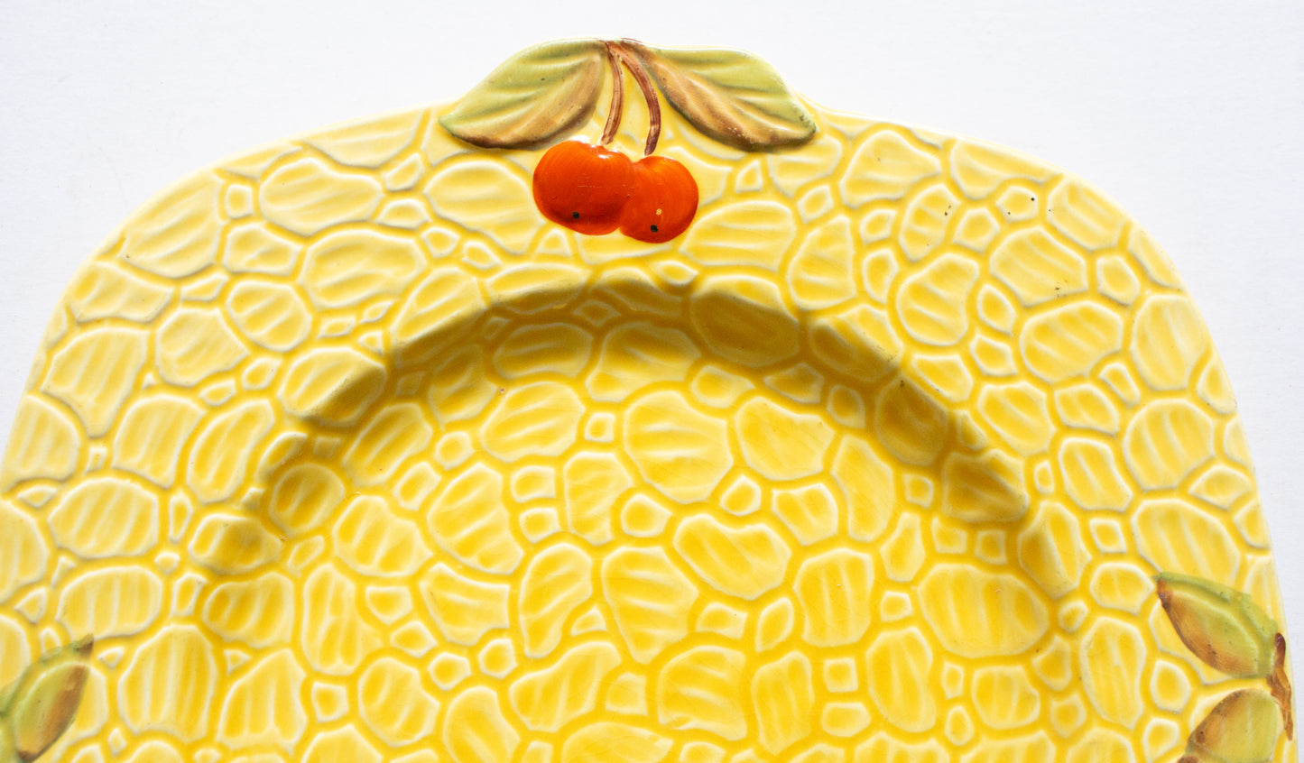 Vintage Mid Century Yellow Moulded Dish with Tomato Detail