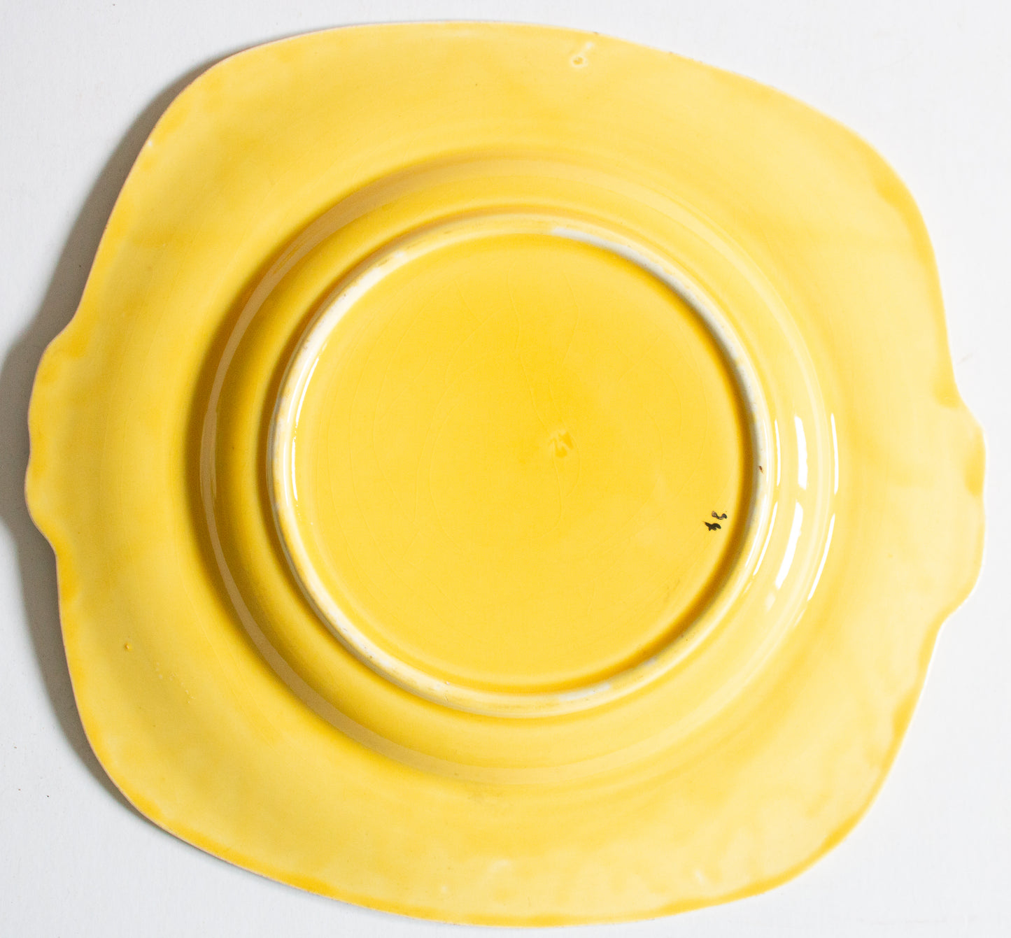 Vintage Mid Century Yellow Moulded Dish with Tomato Detail