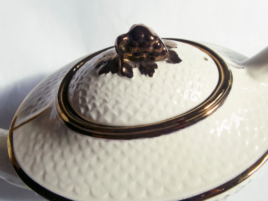 Wade White and Bronze Teapot