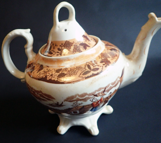 Mid Victorian Bone China Teapot with Lustreware Finish