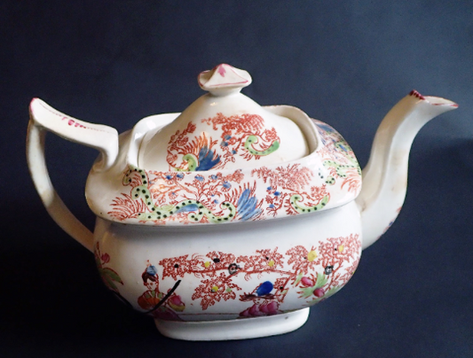 Antique Teapot with Oriental Scenes